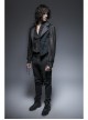 Fake Two-Piece Back Lace-Up Braid Strap Swallowtail Hem Black Gothic Flannel Coat