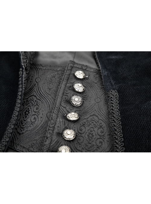 Fake Two-Piece Back Lace-Up Braid Strap Swallowtail Hem Black Gothic Flannel Coat