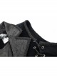Fake Two-Piece Back Lace-Up Braid Strap Swallowtail Hem Black Gothic Flannel Coat