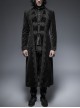 Fake Two-Piece Stand-Up Collar Front Buckle Long Sleeve Black Gothic Paisley Pattern Jacquard Long Coat