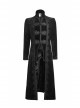 Fake Two-Piece Stand-Up Collar Front Buckle Long Sleeve Black Gothic Paisley Pattern Jacquard Long Coat