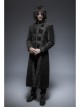Fake Two-Piece Stand-Up Collar Front Buckle Long Sleeve Black Gothic Paisley Pattern Jacquard Long Coat