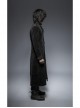 Fake Two-Piece Stand-Up Collar Front Buckle Long Sleeve Black Gothic Paisley Pattern Jacquard Long Coat