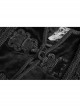 Fake Two-Piece Stand-Up Collar Front Buckle Long Sleeve Black Gothic Paisley Pattern Jacquard Long Coat