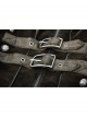 Stand-Up Collar Front Chest Metal Nail Leather Hasp Decoration Lace-Up Cuff Brown Punk Denim Coat