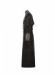Stand-Up Collar Front Chest Metal Nail Leather Hasp Decoration Lace-Up Cuff Brown Punk Denim Coat