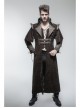 Stand-Up Collar Front Chest Metal Nail Leather Hasp Decoration Lace-Up Cuff Brown Punk Denim Coat