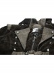 Stand-Up Collar Front Chest Metal Nail Leather Hasp Decoration Lace-Up Cuff Brown Punk Denim Coat