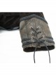 Stand-Up Collar Front Chest Metal Nail Leather Hasp Decoration Lace-Up Cuff Brown Punk Denim Coat