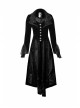 Cascade Collar Front Metal Retro Button Lace Cuff Embroidery Back Black Gothic Velvet Long Coat