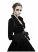 Cascade Collar Front Metal Retro Button Lace Cuff Embroidery Back Black Gothic Velvet Long Coat