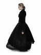 Cascade Collar Front Metal Retro Button Lace Cuff Embroidery Back Black Gothic Velvet Long Coat