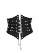 Black Front Metal Nails Metal Hasp Decoration Back Lace-Up Punk Girdle