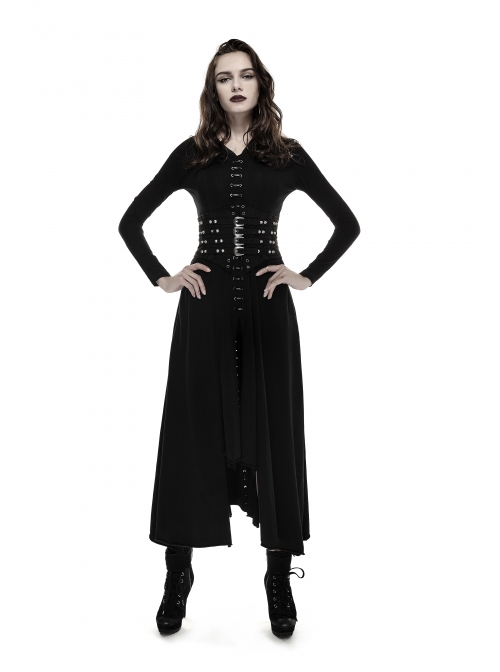 Black Front Metal Nails Metal Hasp Decoration Back Lace-Up Punk Girdle