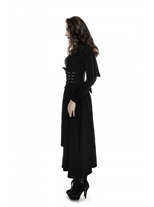 Black Front Metal Nails Metal Hasp Decoration Back Lace-Up Punk Girdle