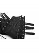 Black Front Metal Nails Metal Hasp Decoration Back Lace-Up Punk Girdle