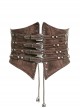 Brown Front Metal Nails Metal Hasp Decoration Back Lace-Up Punk Girdle