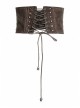 Brown Front Metal Nails Metal Hasp Decoration Back Lace-Up Punk Girdle