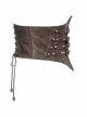 Brown Front Metal Nails Metal Hasp Decoration Back Lace-Up Punk Girdle