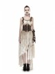 Brown Front Metal Nails Metal Hasp Decoration Back Lace-Up Punk Girdle