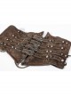 Brown Front Metal Nails Metal Hasp Decoration Back Lace-Up Punk Girdle