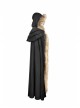 Women Black Gothic Fur Collar Wool Long Cloak