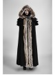 Women Black Gothic Fur Collar Wool Long Cloak