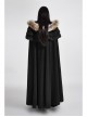 Women Black Gothic Fur Collar Wool Long Cloak