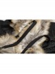 Women Black Gothic Fur Collar Wool Long Cloak