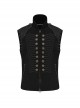 Front Ribbon Retro Metal Button Decoration Black Punk Denim Vest