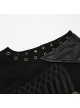 Front Ribbon Retro Metal Button Decoration Black Punk Denim Vest