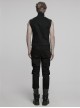 Front Ribbon Retro Metal Button Decoration Black Punk Denim Vest