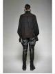 High Collar Front Retro Metal Button Frill Lantern Sleeve Flare Cuff Black Punk Painting Shirt
