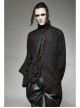 High Collar Front Retro Metal Button Frill Lantern Sleeve Flare Cuff Black Punk Painting Shirt