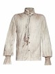 High Collar Front Retro Metal Button Frill Lantern Sleeve Flare Cuff White Punk Painting Shirt