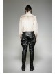 High Collar Front Retro Metal Button Frill Lantern Sleeve Flare Cuff White Punk Painting Shirt