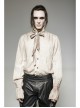 High Collar Front Retro Metal Button Frill Lantern Sleeve Flare Cuff White Punk Painting Shirt