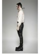 High Collar Front Retro Metal Button Frill Lantern Sleeve Flare Cuff White Punk Painting Shirt