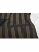 Front Retro Metal Button Back Waist Leather Hasp Brown Punk Striped Waistcoat