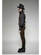 Front Retro Metal Button Back Waist Leather Hasp Brown Punk Striped Waistcoat