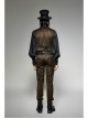 Front Retro Metal Button Back Waist Leather Hasp Brown Punk Striped Waistcoat