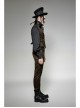 Front Retro Metal Button Back Waist Leather Hasp Brown Punk Striped Waistcoat