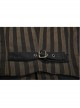 Front Retro Metal Button Back Waist Leather Hasp Brown Punk Striped Waistcoat