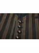 Front Retro Metal Button Back Waist Leather Hasp Brown Punk Striped Waistcoat