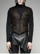 Front Retro Metal Button Back Waist Leather Hasp Brown Punk Leather Waistcoat