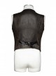 Front Retro Metal Button Back Waist Leather Hasp Brown Punk Leather Waistcoat