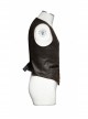 Front Retro Metal Button Back Waist Leather Hasp Brown Punk Leather Waistcoat