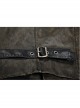 Front Retro Metal Button Back Waist Leather Hasp Brown Punk Leather Waistcoat