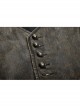 Front Retro Metal Button Back Waist Leather Hasp Brown Punk Leather Waistcoat