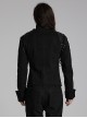 Front Chest Weave Strap Metal Retro Button Decoration Shoulder Lace-Up Long Sleeve Black Punk Coat